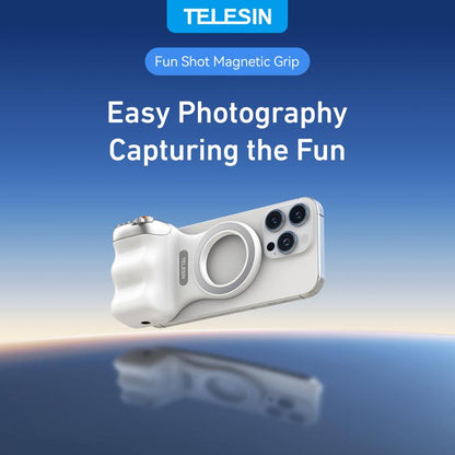 Magnetic mobile phone camera grip with wireless shutter