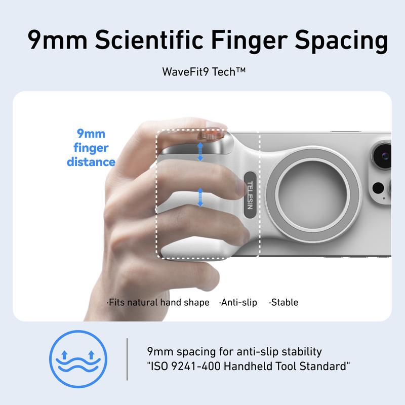 Magnetic mobile phone camera grip with wireless shutter