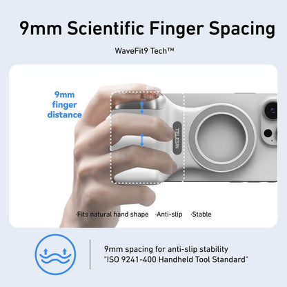 Magnetic mobile phone camera grip with wireless shutter