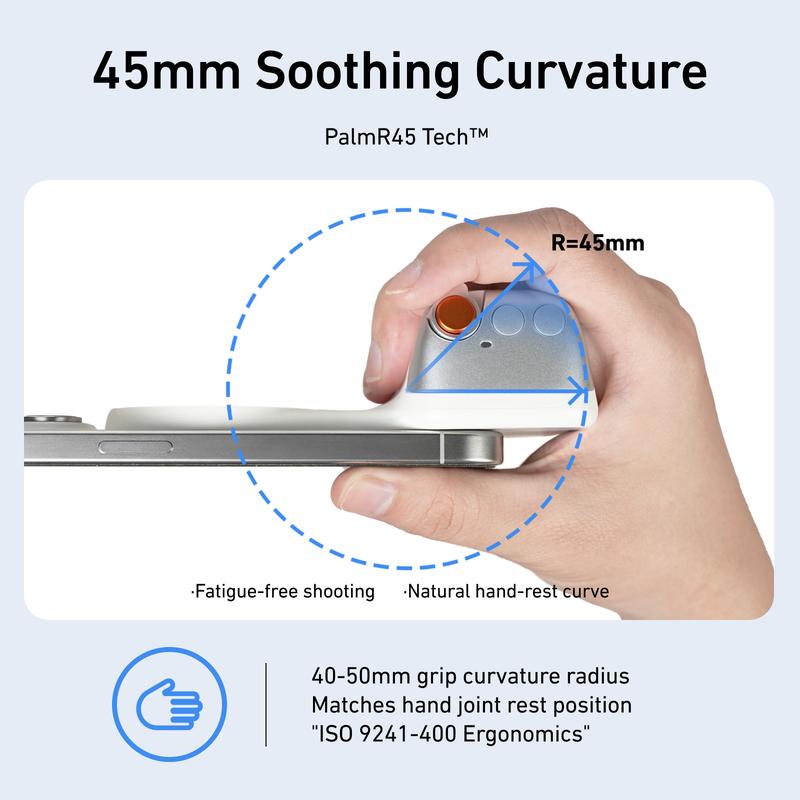 Magnetic mobile phone camera grip with wireless shutter