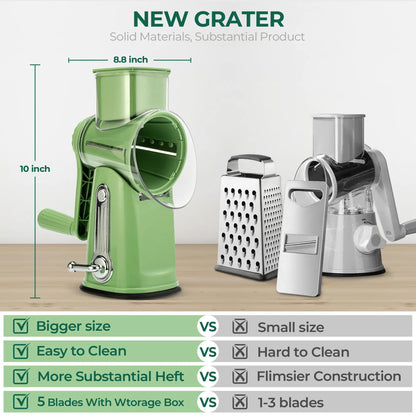 Kitchen utensils: fruit and vegetable slicer, cheese grater