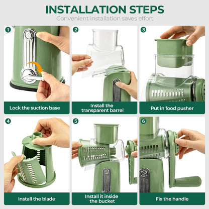 Kitchen utensils: fruit and vegetable slicer, cheese grater