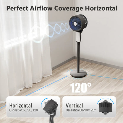 Bedroom floor fan, 90-foot high-speed floor fan, with remote control and oscillation function.